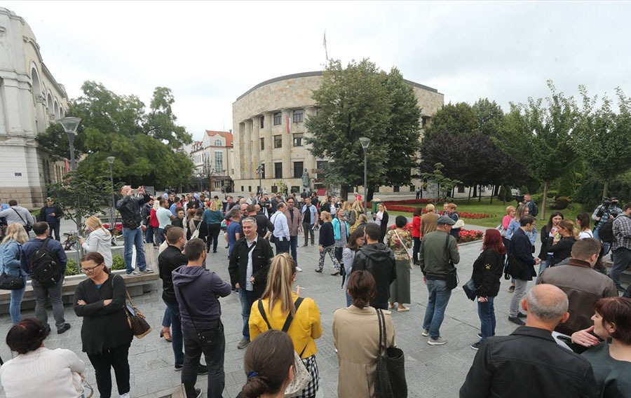 Protest novinara ispred Palate Predsjednika Republike Srpske / foto: Siniša Pašalić