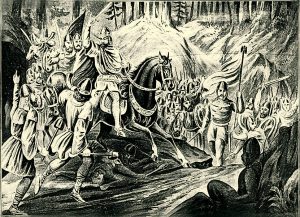 Knez Vojislav sa Dukljanima nakon pobjede nad Rimskim carstvom kod Bara 1042. godine (litografija iz 19. vijeka)