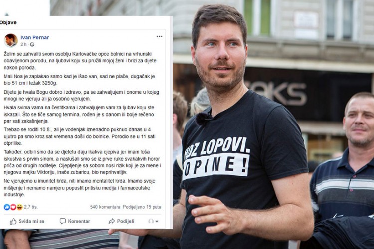Pernar dobio dijete, odbio da ga vakciniše