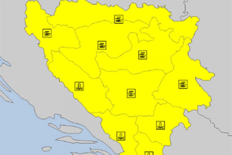 Žuti meteoalarm u BiH
