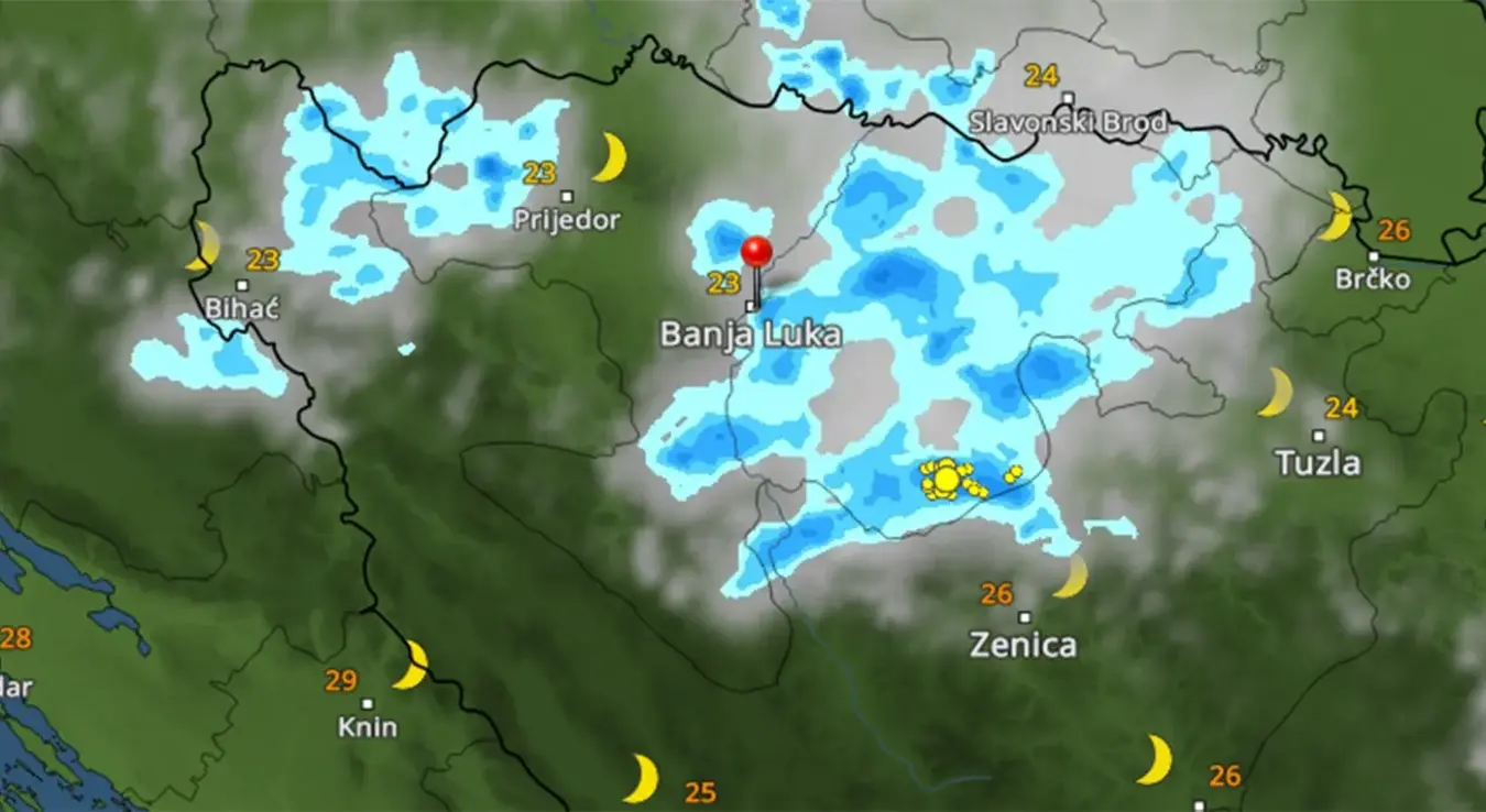 Sjeverni oblaci stižu nad Banjaluku: Moguće i superćelijske oluje