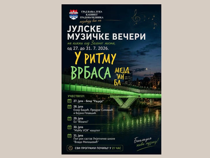 Julske muzičke večeri: Domaći bendovi na plaži kod Zelenog mosta