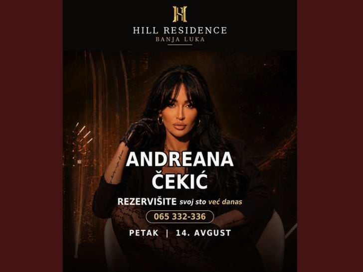 Andreana Čekić sutra u Residence Hillu: Ljetna noć puna hitova