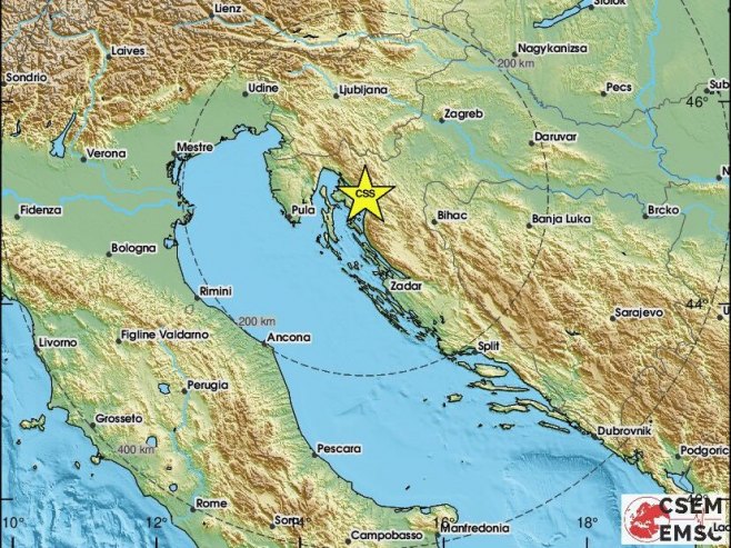 Zemljotres jačine 3,5 kod Senja