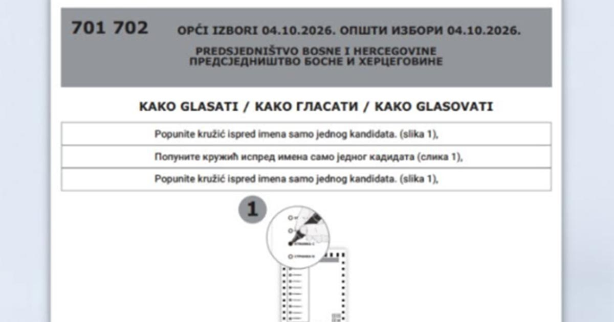 Objavljen izgled glasačkog listića za Opšte izbore