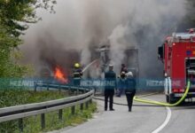 Požar na autobusu ka Kneževu: Vozilo potpuno izgorjelo