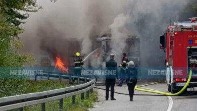 Požar na autobusu ka Kneževu: Vozilo potpuno izgorjelo