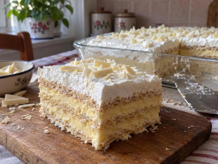 Torta Bijeli anđeo sa gotovim korama priprema se bez rerne