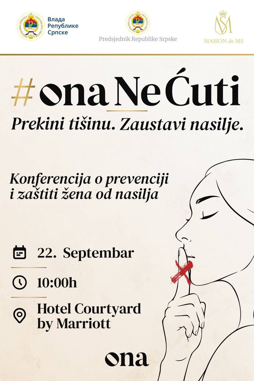 Marina Ševkušić pokrenula inicijativu „Ona ne ćuti“ u Republici Srpskoj: Banja Luka domaćin konferencije posvećene borbi protiv nasilja nad ženama