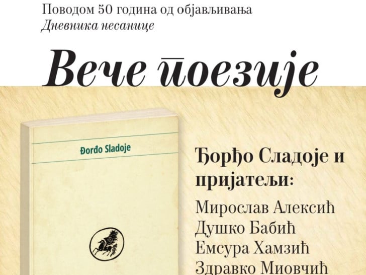 Veče poezije Đorđa Sladoja: pola vijeka „Dnevnika nesanice“ u Kući Milanovića